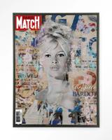 Urban Cotton Wandkleed 'Brigitte' 110 x 145cm in Floating Frame - black