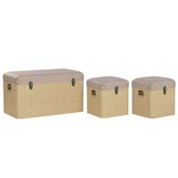 Kofferset Home ESPRIT Bruin Natuurlijk Polyurethaan Hout Alpino 80 x 40 x 44 cm (3 Stuks)