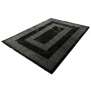 Neoklassieke Vloerkleed Craft Deluxe 23402-995 Zwart-Zilver-120 x 170 cm