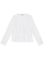 GANNI blouse en coton à fermeture nouée - Blanc