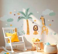 Safari dieren en boom muursticker kinderkamer
