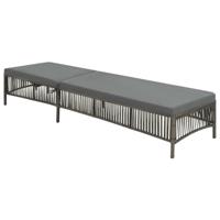Ligbed met kussen poly rattan grijs - thumbnail