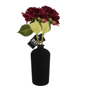 Kunstbloem Hortensia tak - 2x - bordeaux rood - 48 cm - losse steel - Kunst zijdebloemen - hydrangea