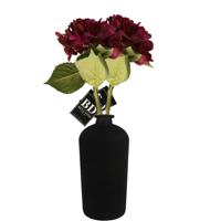 Kunstbloem Hortensia tak - 2x - bordeaux rood - 48 cm - losse steel - Kunst zijdebloemen - hydrangea - thumbnail