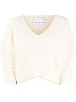 SA SU PHI pull en maille nervurée à col v - Blanc