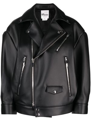 Noir Kei Ninomiya veste de moto en cuir artificiel