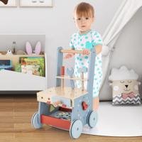 Houten Baby Rollator 2 in 1 Baby Rollator en Speelgoed Gereedschap met Bodem Opslag Montessori Speelbank voor Kinderen Blauw Houten Baby Rollator 2 in 1 Baby Rollator en Speelgoed Gereedschap met Bodem Opslag Montessori Speelbank voor Kinderen Blauw