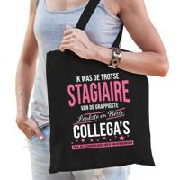Trotse stagiaire van de leukste collegas afscheidcadeau tas - voor dames - zwart