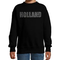 Glitter Holland sweater zwart rhinestone steentjes voor kinderen Nederland supporter EK/ WK - thumbnail