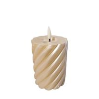 Twisted Pillar Candle Metallic Champagne 7.5x10cm