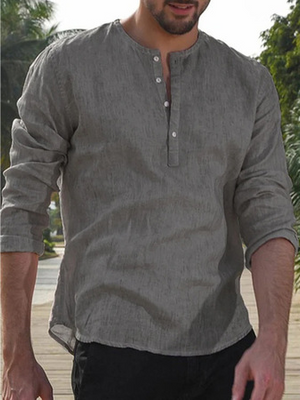 Vintage Henley Lang Mouw Shirt