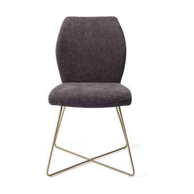 Jesper Home Ikata eetkamerstoel Almost Black cross gold