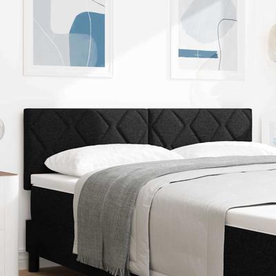 Stoffen Hoofdbord Geometrisch met hoofdeinde Zwart 144 cm Stof