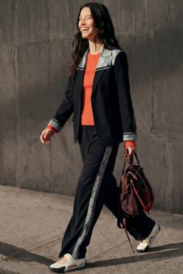 Blazer van twee materialen - BLACK - M