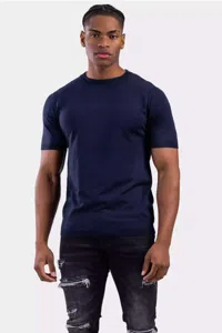 Purewhite Knitted T-Shirt Small Logo Heren Blauw - Maat XXL - Kleur: Blauw | Soccerfanshop