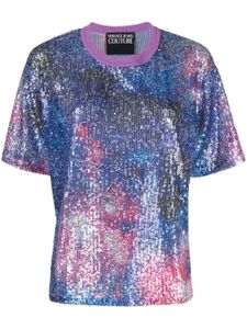Versace Jeans Couture t-shirt brodé de sequins - Bleu