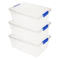 Plasticforte Opbergbox met deksel - 6x stuks - 9 liter - transparant - kunststof