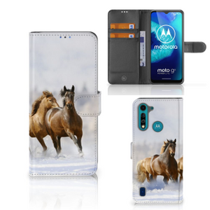 Motorola G8 Power Lite Telefoonhoesje met Pasjes Paarden