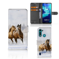 Motorola G8 Power Lite Telefoonhoesje met Pasjes Paarden