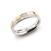 Boccia 0129-06 Ring Titanium-Diamant zilver-en goudkleurig 4,3 mm 7 * 0,035 crt Maat 58