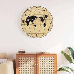 VidaXL Wandklok ø50 cm bewerkt hout geel en zwart