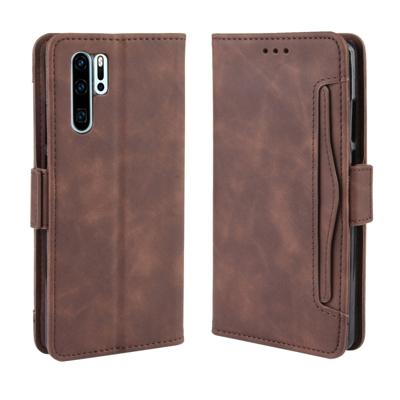 Portemonnee stijl huid voelen kalf patroon lederen draagtas voor Huawei P30 Pro met aparte kaartsleuf (bruin)