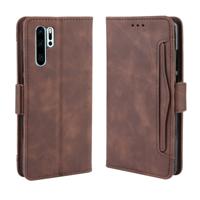 Portemonnee stijl huid voelen kalf patroon lederen draagtas voor Huawei P30 Pro met aparte kaartsleuf (bruin)