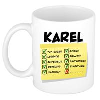 Naam mok Karel - wit - top gozer - keramiek - 300 ml - cadeau collega beker Naam mok Karel - wit - top gozer - keramiek - 300 ml - cadeau collega beker