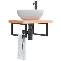 Badkamer wandschap staal en massief beukenhout