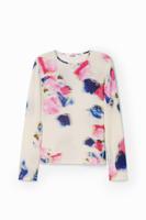 T-shirt met onscherpe bloemen - WHITE - L - thumbnail