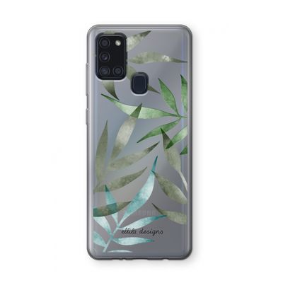 Tropical watercolor leaves: Samsung Galaxy A21s Transparant Hoesje