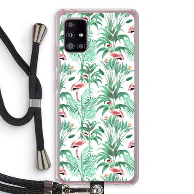 Flamingo bladeren: Samsung Galaxy A51 5G Transparant Hoesje met koord