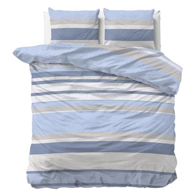 Dekbedovertrek Day - Tweepersoons (200x200 cm) - Blauw Microvezel - Dessin: Strepen - Sleeptime Classy - Dekbed-Discounter.nl