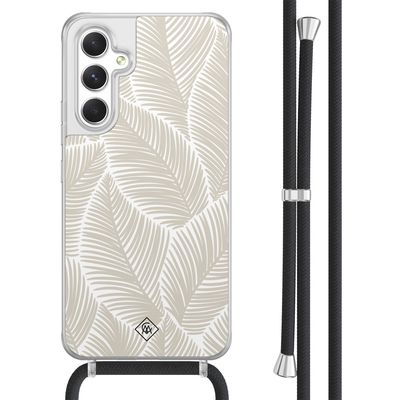 Samsung Galaxy A54 hoesje met koord - Palm leaves beige Samsung Galaxy A54 hoesje met koord - Palm leaves beige