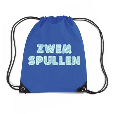 Zwemspullen rugzakje - blauw - nylon zwemtas - met rijgkoord - zwemles - sport
