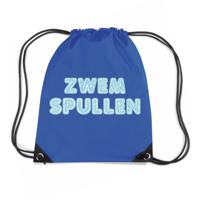 Zwemspullen rugzakje - blauw - nylon zwemtas - met rijgkoord - zwemles - sport