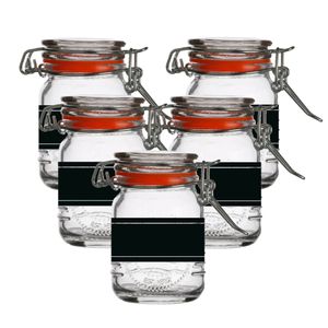 Weckpotje/inmaakpotje - 10x - 70 ml - glas - met beugelsluiting - incl. etiketten