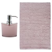 MSV badkamer droogloop mat - Bologna - 45 x 70 cm - bijpassende kleur zeeppompje - lichtroze