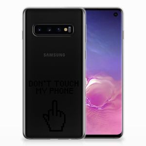 Samsung Galaxy S10 Silicone-hoesje Finger Don't Touch My Phone