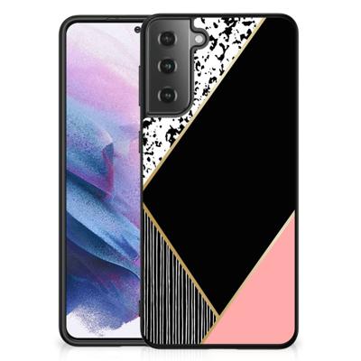 Samsung Galaxy S21 Plus Backcover Zwart Roze Vormen