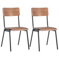 Eetkamerstoelen 2 st massief multiplex staal bruin Eetkamerstoelen 2 st massief multiplex staal bruin