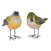 Tuinbeeldjes decoratie vogeltjes - 2x stuks - metaal - 10 cm - binnen/buiten - thumbnail