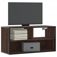 Tv-meubel 80x31x39,5 cm bewerkt hout metaal bruin eikenkleurig