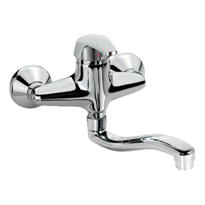 Keukenkraan Tres ECO | Wandmontage | 360° Draaibaar | Mengkraan | 1-hendel | Rond | Chroom
