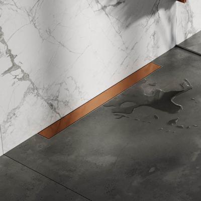Brauer Douchegoot - 80x7.5cm - muurflens - tegelinlegrooster omkeerbaar - RVS - geborsteld koper DR-MRFW80GK