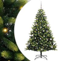 VidaXL Kunstkerstboom met scharnier 150 leds groen 150 cm pvc en pe