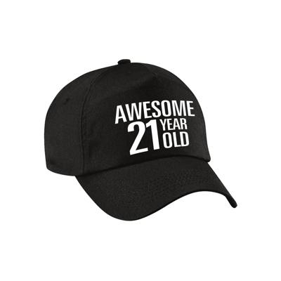 Verjaardag cadeau petje - Awesome 21 year old - 21 jaar - zwart - volwassenen - baseball cap