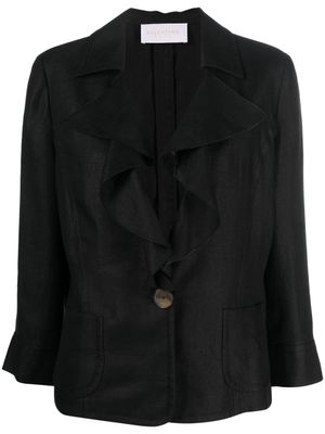 Valentino Garavani Pre-Owned veste en lin à col volanté (2010) - Noir