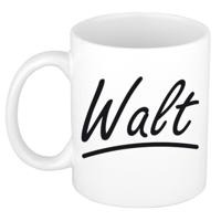 Walt Naam koffiemok - beker - met sierlijke letters - wit - 300 ml - Cadeau - Heren