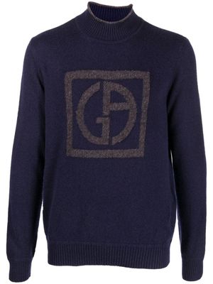 Giorgio Armani pull à logo embossé - Bleu